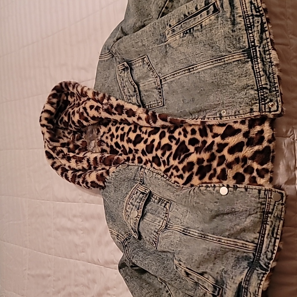 Cheetah print jean jacket